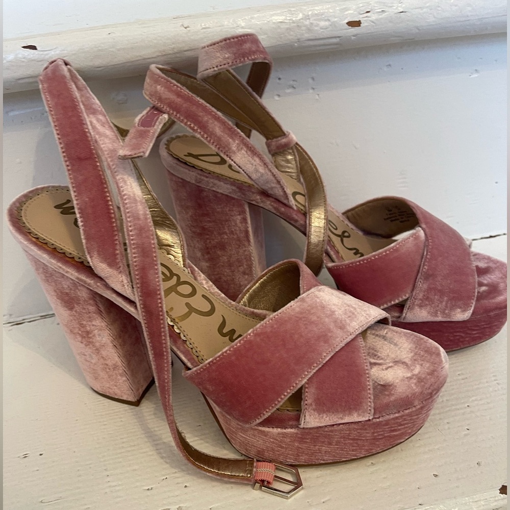 Sam Edelman NEW Blush Pink Velvet Platform Sandal
